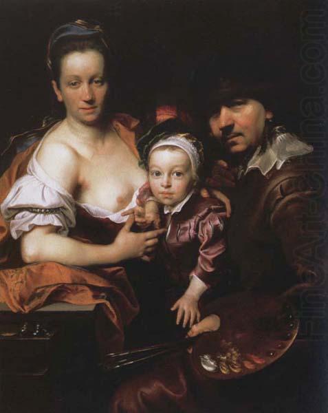 Johann kupetzky Portrait of the Artist with his Wife and Son china oil painting image